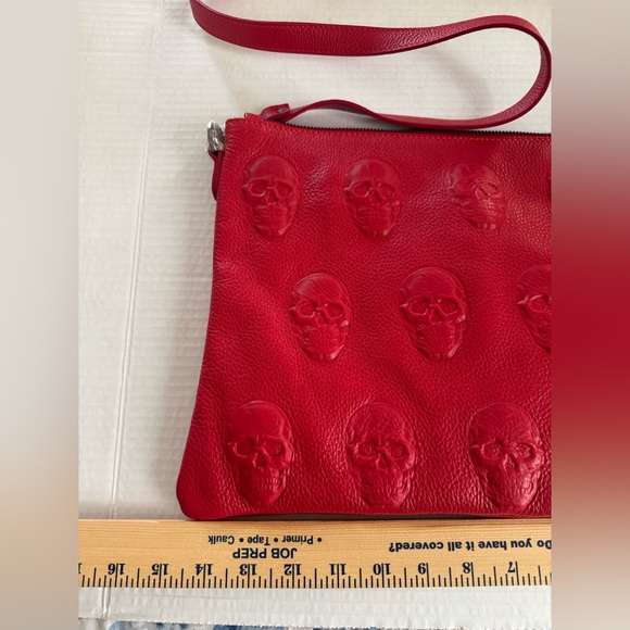 Iopelle Red skull Embossed Leather Crissbody bag BNWT